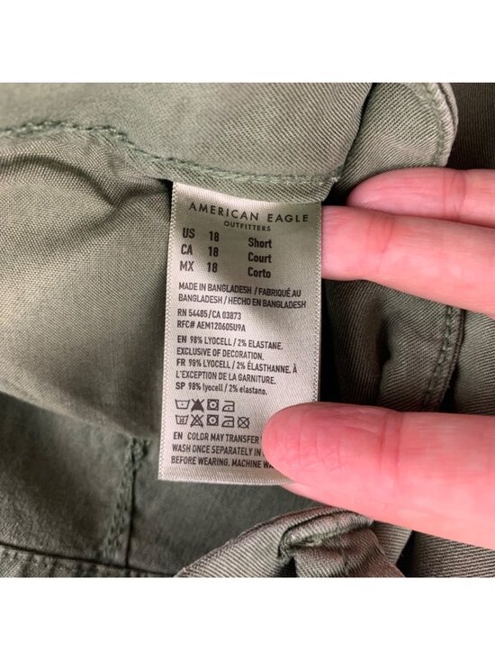 SHORT American Eagle Olive Dreamy Drape Stretch Wide Leg Cargo Pant 18S New - Picture 5 of 7